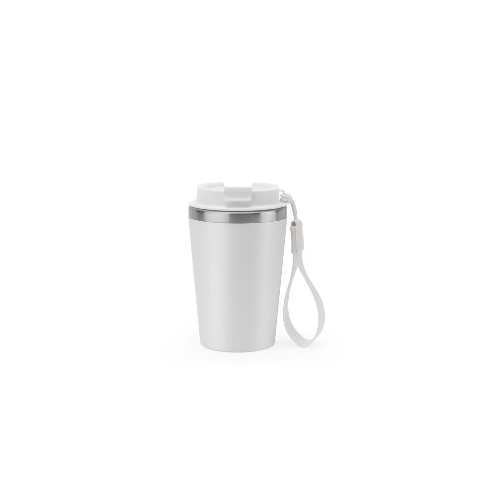SPITZ. Copo de viagem térmico em aço inox 90% reciclado de parede dupla, com acabamento em mate (440 mL)