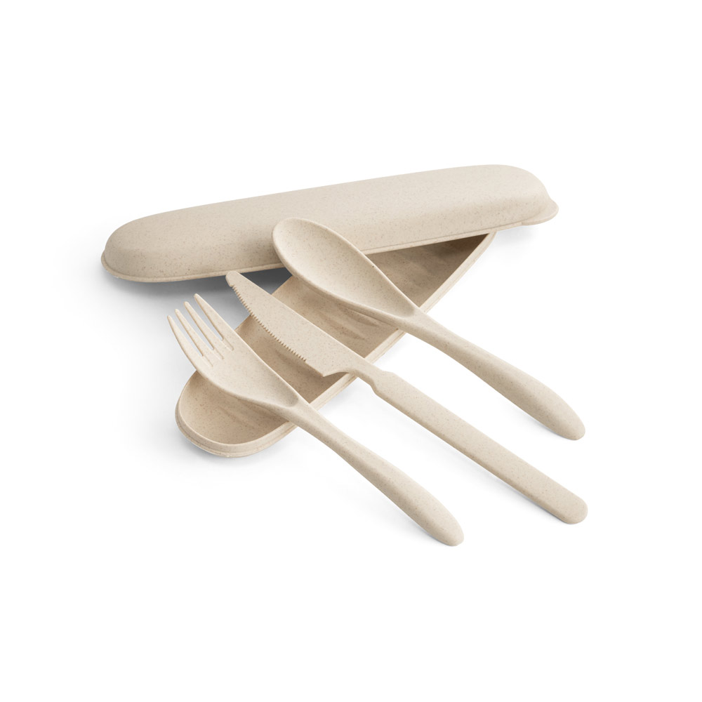 TAHINI. Conjunto de 3 talheres em fibra de bambu (60%) e PP (40%)