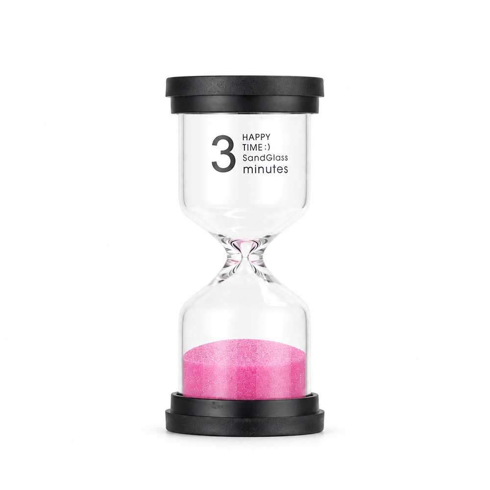 AMPULHETA VIDRO AREIA ROSA 3 MIN