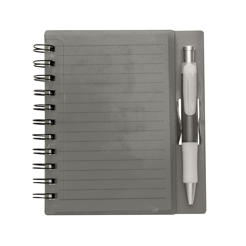 CADERNO PLÁSTICO C/ CANETA