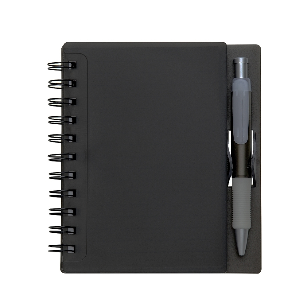 CADERNO PLÁSTICO C/ CANETA