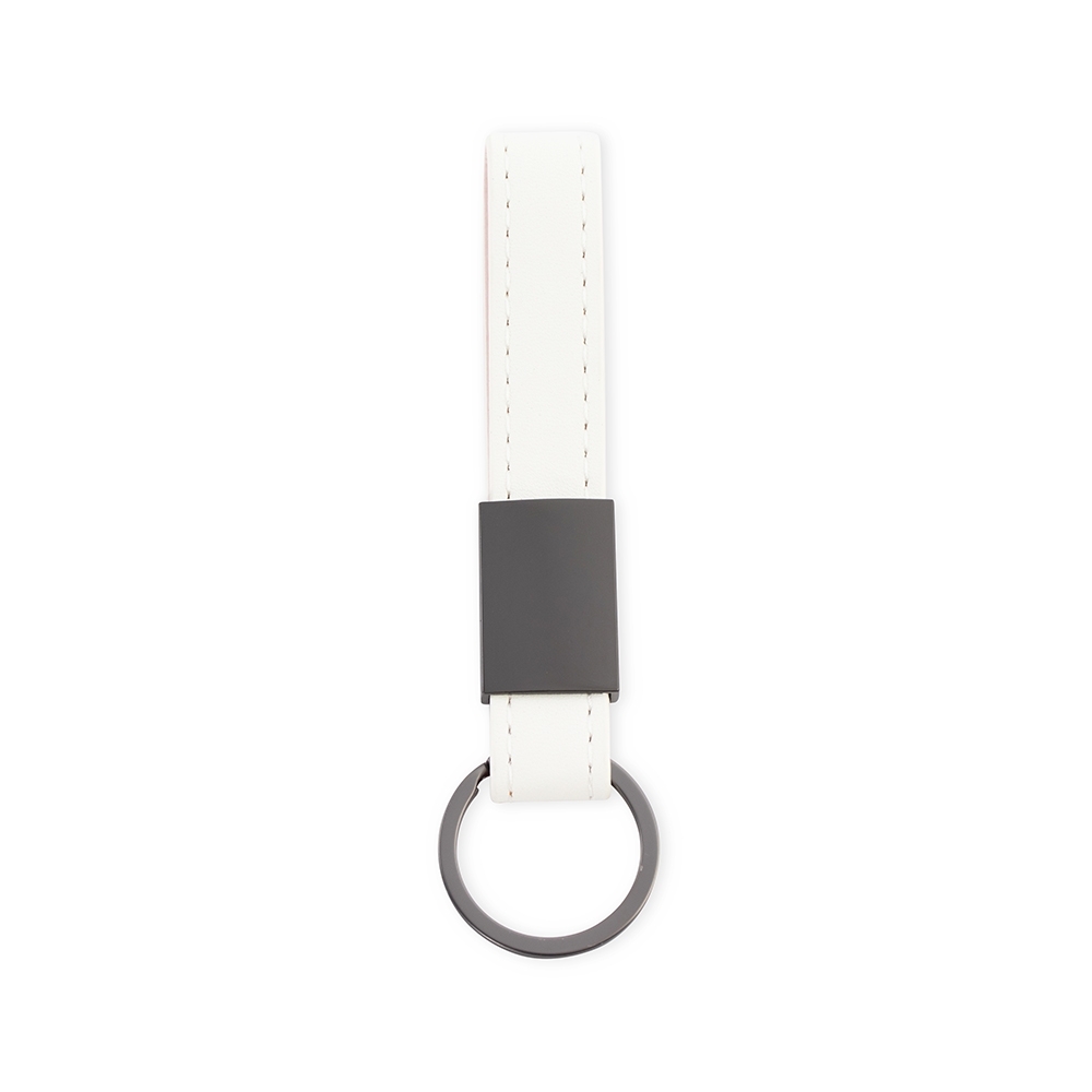 CHAVEIRO METAL COM COURO SINTÉTICO