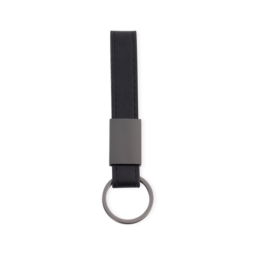 CHAVEIRO METAL COM COURO SINTÉTICO