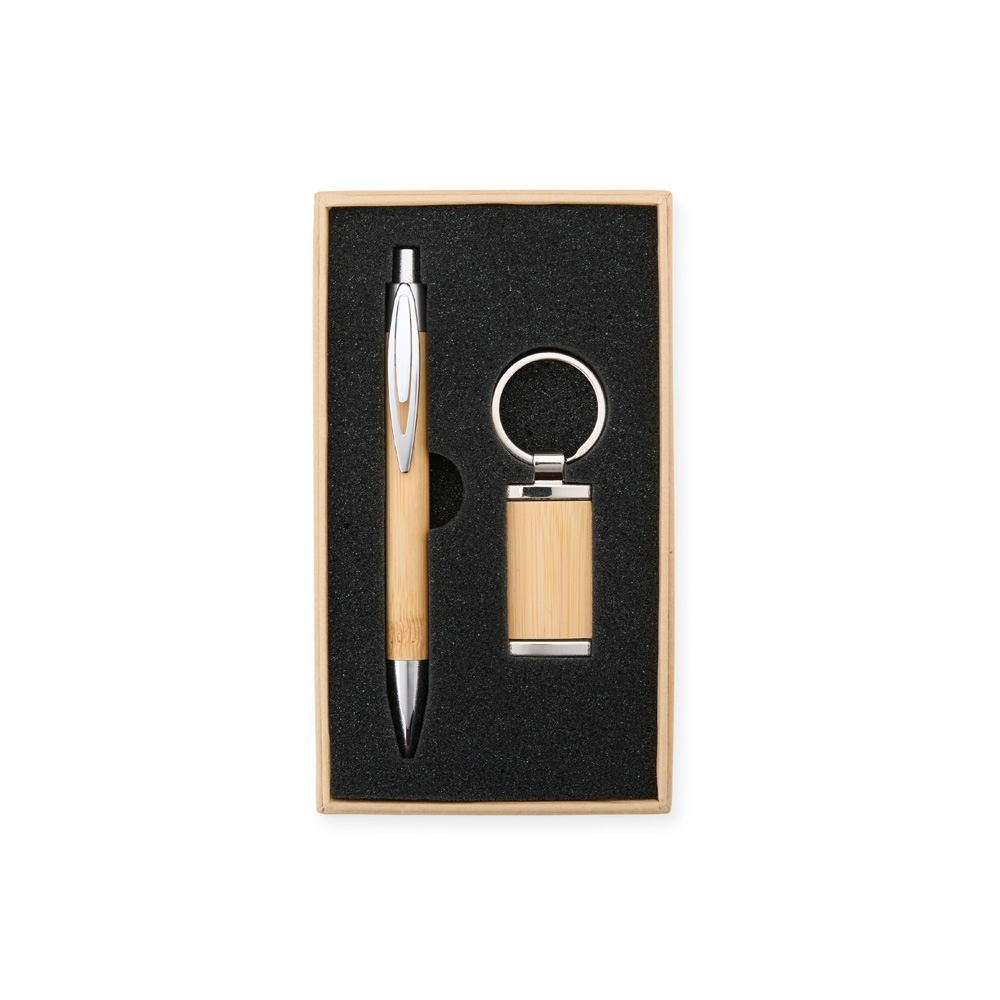 KIT CANETA E CHAVEIRO BAMBU