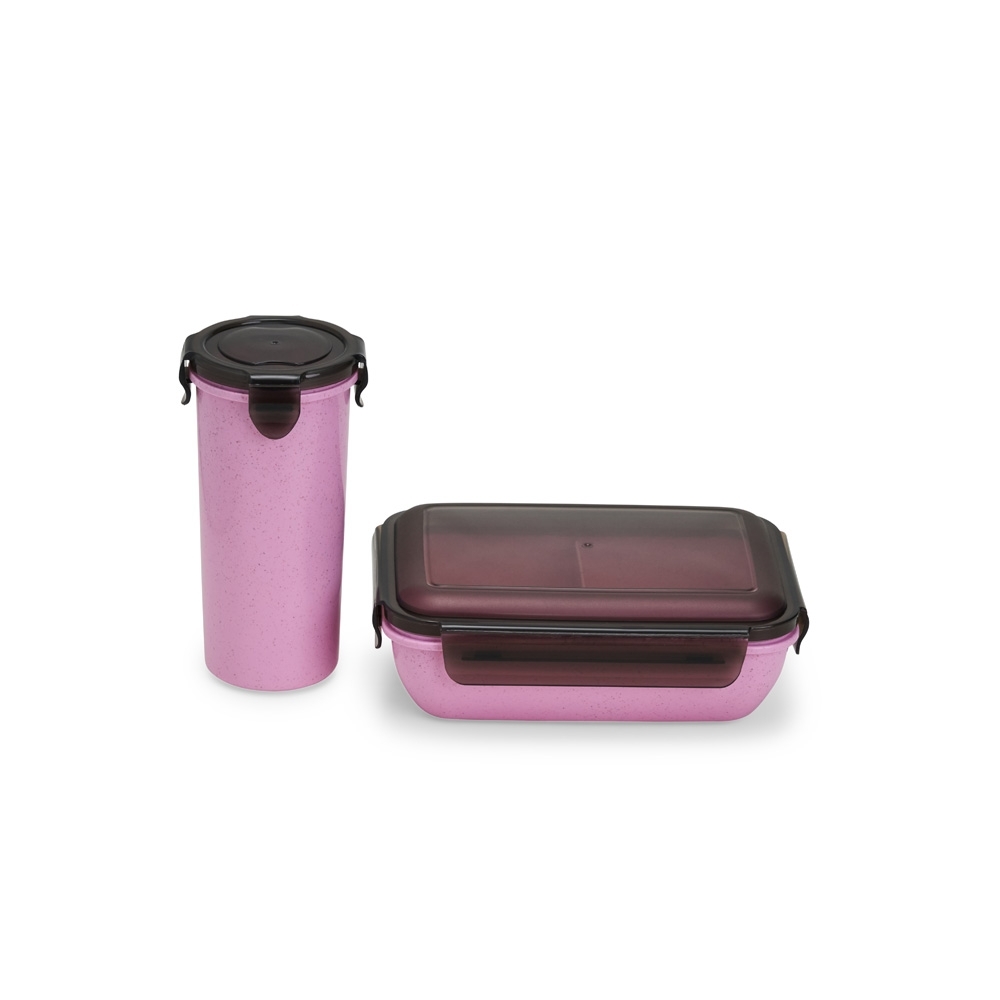 KIT COPO E MARMITA FIBRA DE BAMBU