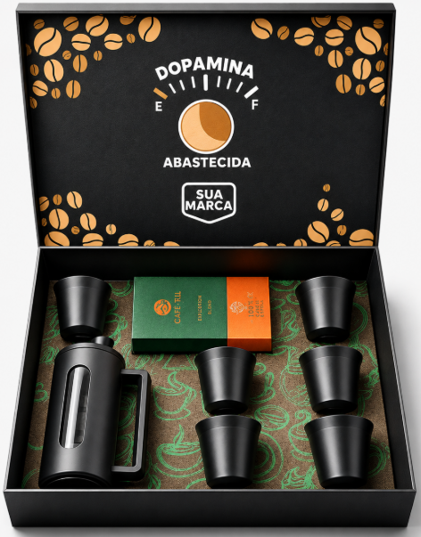 KIT CAFETEIRA E CONJUNTO DE COPOS - 7 PÇS