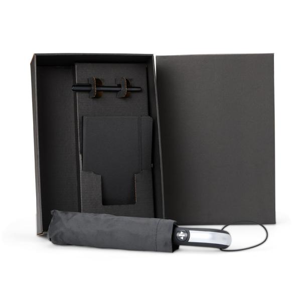 KIT GUARDA-CHUVA, CADERNO E CANETA - 3 PÇS
