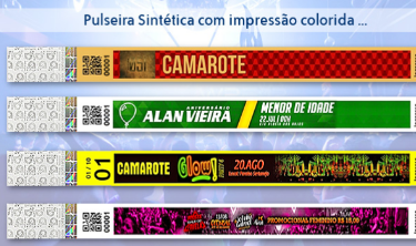 Pulseira Colorband Tamanho 26x2cm Holograma e efeito UV no lacre Impressão digital full collor