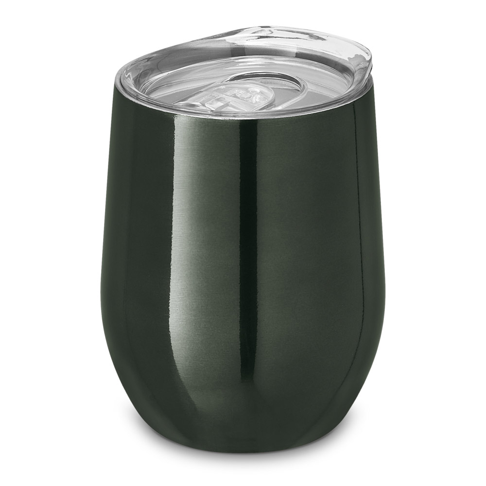 RONDE. Copo de viagem em aço inox, térmico com parede dupla isolada a vácuo e tampa deslizante 400 mL
