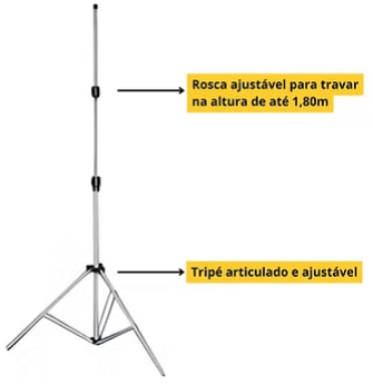 Pedestal Articulado Alumínio 1,80m com 2 Estágios