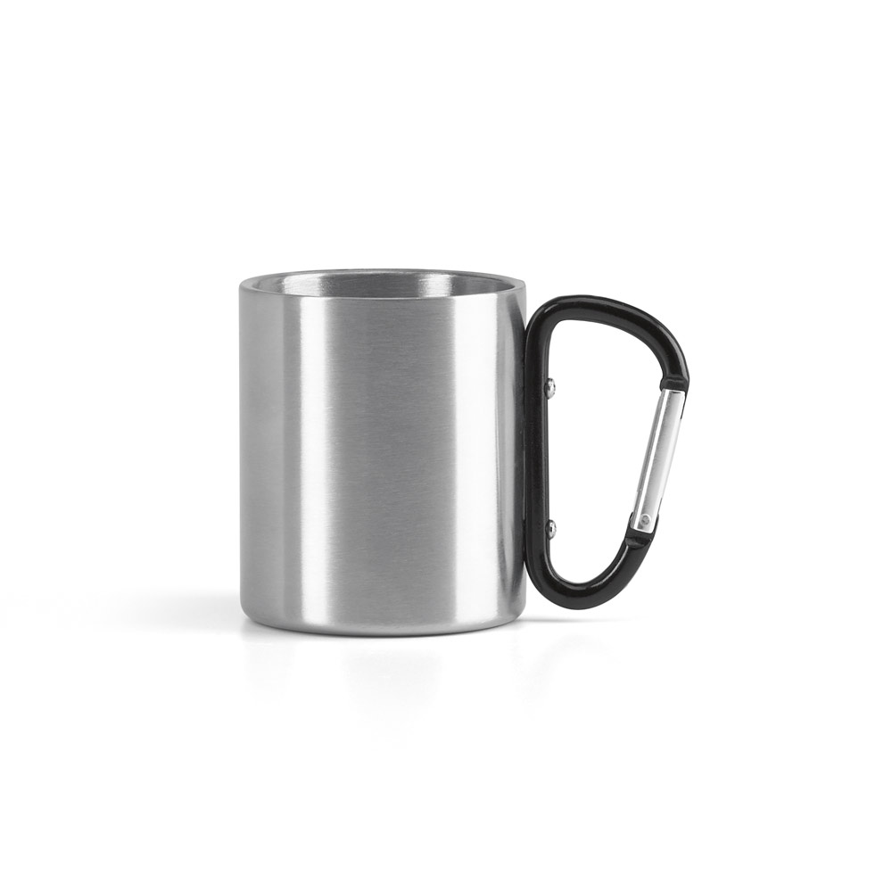 WINGS. Caneca em aço inox, com pega em forma e função de mosquetão (230 mL)