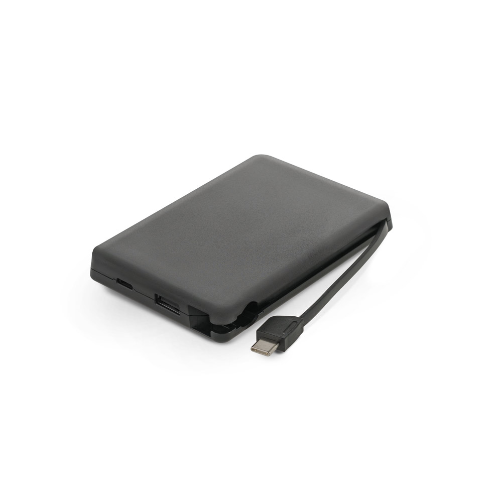 LATTES. Bateria portátil com cabo integrado, em ABS 100% reciclado (10'000 mAh)