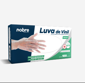 LUVA VINIL S/ PO NOBRE TAM 09 (G) CX C/100