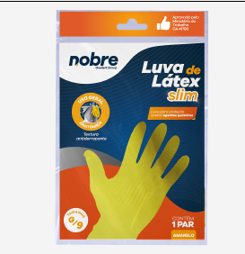 LUVA LATEX AMARELA NOBRE SLIM TAM 09 (G)