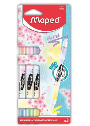 MARCA TEXTO FLUO DUO PASTEL FORMATO CANETA CX.C/03 MAPED