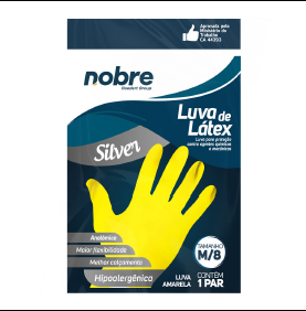 LUVA LATEX AMARELA NOBRE SILVER TAM 08 (M)