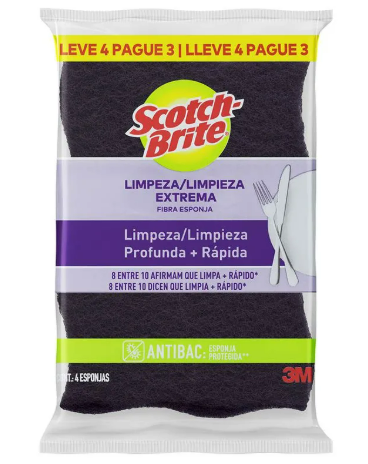 ESPONJA DUPLA FACE SCOTCH BRITE C/4 ANTIBAC