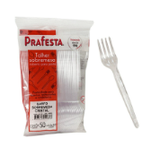 GARFO PLASTICO DESCARTAVEL SOBREMESA CRISTAL PCT C/50 PRAFESTA