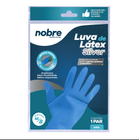 LUVA LATEX AZUL NOBRE TAM 08 (M) SILVER