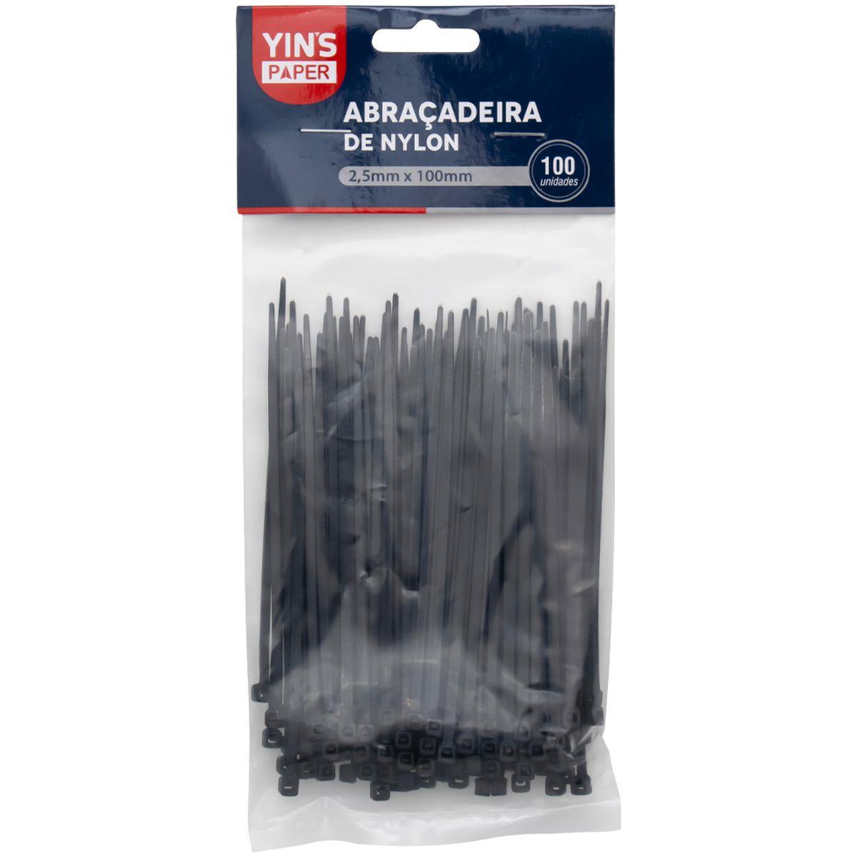 ABRACADEIRA NYLON PRETA 2,5X100MM. PCT C/100 YINS