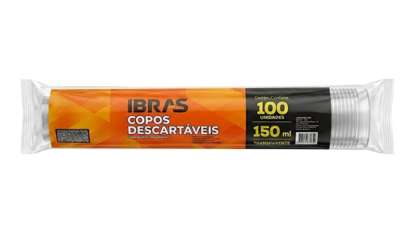 COPO DESCARTAVEL PS 150ML IBRAS C/100 TRANSPARENTE