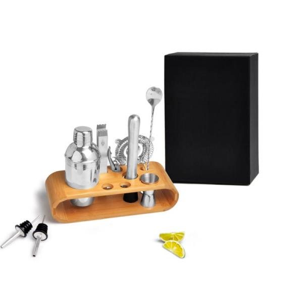 KIT BAR COM BASE EM BAMBU - 11 PÇS